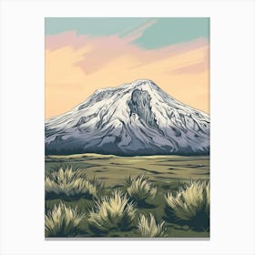 Mount St Helens Usa Color Line Drawing (2) Canvas Print