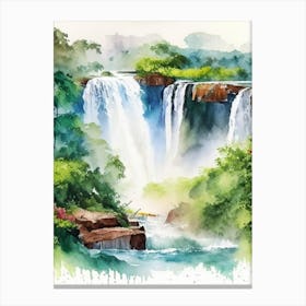 Iguazu Falls Of The South, Argentina Water Colour  (2) Canvas Print