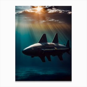 Submarine In The Ocean -Reimagined 4 Canvas Print
