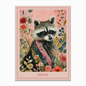 Floral Animal Painting Raccoon 2 Poster Canvas Print