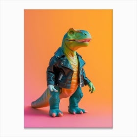 Punky Dinosaur In A Leather Jacket 1 Canvas Print
