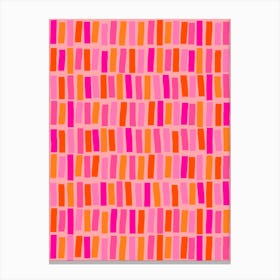 Pink And Orange Abstract Lines and Stripes Canvas Print