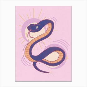 Pink Colourful Snake Illustration Canvas Print
