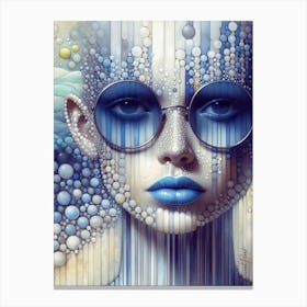 Woman With Blue Sunglasses Alcohol Ink Drops Canvas Print