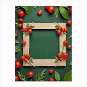 Frame With Tomatoes And Herbs Canvas Print