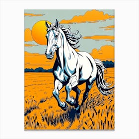 White Horse Run A Field Canvas Print