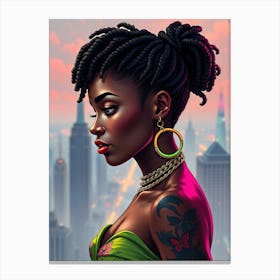 Black Girl With Tattoos 1 Canvas Print