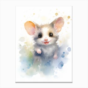 Light Watercolor Painting Of A Playful Possum 4 Canvas Print
