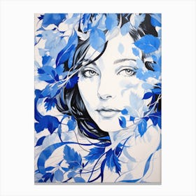 'Blue Leaves' 1 Canvas Print