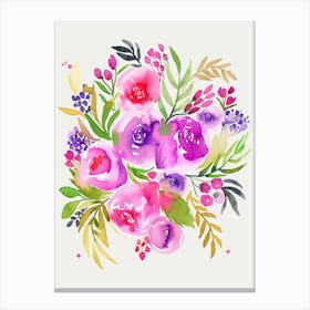 Flowers Bouquet Purple Canvas Print