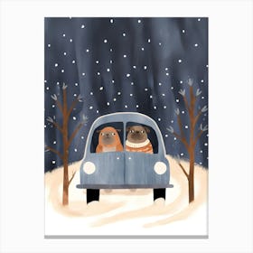 Two Dogs In A Car Canvas Print