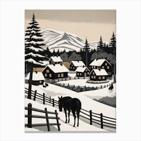 Minimalist Scandinavian Village Painting (20) Canvas Print