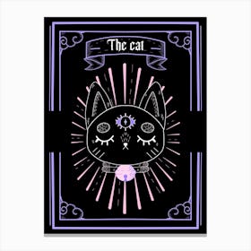 Cat witch tarot art print Canvas Print