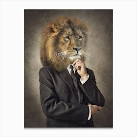 Businessman With Lion Head Canvas Print