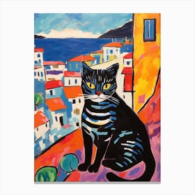 Painting Of A Cat In Marseille France 3 Canvas Print