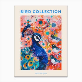 Peacock & Birds Loose Brushstroke Painting 1 Poster Canvas Print