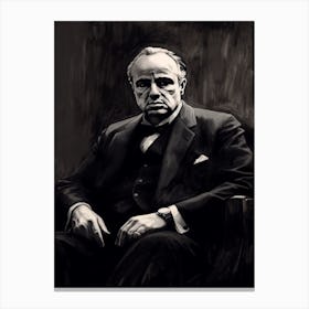 Gangster Art Don Vito Corleone The Godfather B&W 4 Canvas Print