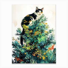 Cat In A Christmas Tree animal Cat's life Canvas Print