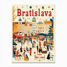 Aihrgdesign A 1970s Inspired Travel Poster For Bratislava 6 Canvas Print