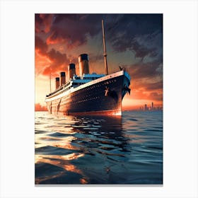 Titanic At Sunset Canvas Print