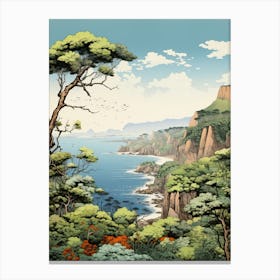 Aogashima Island In Tokyo, Ukiyo E Drawing 3 Canvas Print