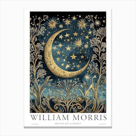 William Morris Art Stars Moon Night Morris Exhibition Print Botanical Poster Gold Vintage Canvas Print