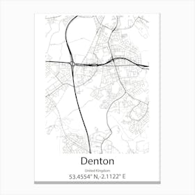 Denton,United Kingdom Minimalist Map Canvas Print