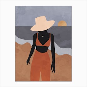 Woman Beach Illustration Canvas Print