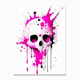 Skull With Watercolor Or Splatter Effects 1 Pink Kawaii Canvas Print