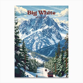 Big White Snow Digital Travel Illustration Canvas Print