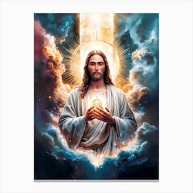 Jesus Christ in Heavenly Lights Canvas Print