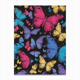 Butterflies On Black Canvas Print