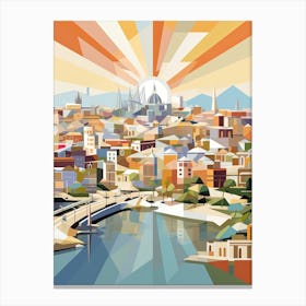 Valencia, Spain, Geometric Illustration 1 Canvas Print