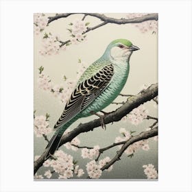 Ohara Koson Inspired Bird Painting Cowbird 4 Canvas Print