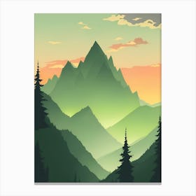 Misty Mountains Vertical Composition In Green Tone 217 Canvas Print