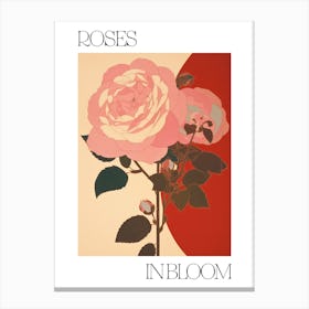 Roses In Bloom Flowers Bold Illustration 1 Canvas Print
