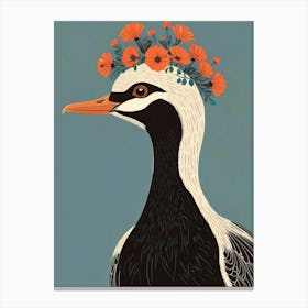 Bird With Flowers On Its Head 2 Canvas Print