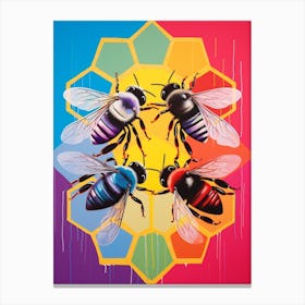 Honey Comb Colour Pop Bees 2 Canvas Print