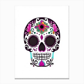 Sugar Skull Day Of The Dead Inspired Skull 2 Mexican Canvas Print