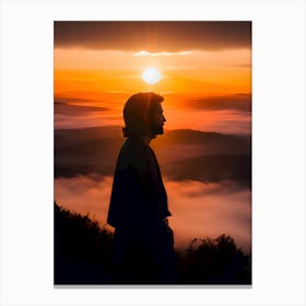 Sunset With Jesus Canvas Print