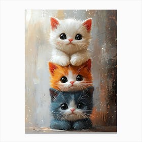 Cute Cats Stacked Together 12 Canvas Print