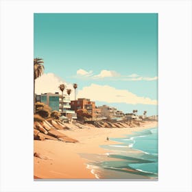 Abstract Illustration Of St Kilda Beach Australia Orange Hues 1 Canvas Print