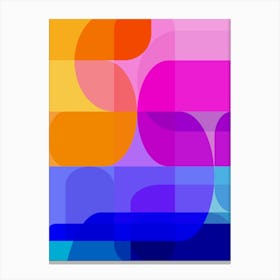 Abstract Geometric Rainbow Shapes in Pink Yellow Blue Canvas Print