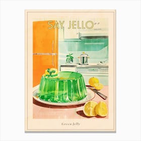 Retro Bright Green Jelly Vintage Cookbook Inspired 2 Poster Canvas Print