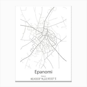 Epanomi,Greece Minimalist Map Canvas Print