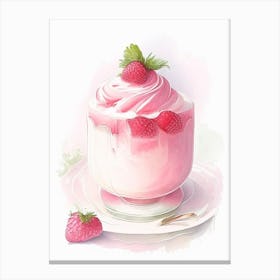Strawberry Mousse, Dessert, Food Gouache Canvas Print