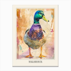 Mallard Duck Colourful Watercolour 2 Poster Canvas Print