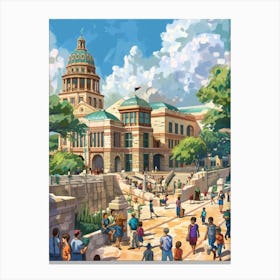 Storybook Illustration The Bullock Austin Texas State History Museum 3 Canvas Print