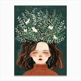 Girl With Flowers On Her Head 13 Canvas Print