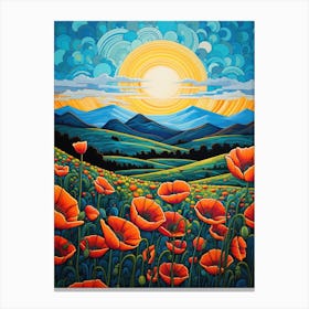 Poppies At Sunset 1 Canvas Print